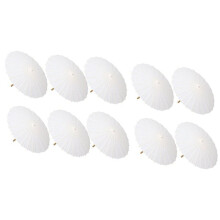10PCS Paper Parasol Wedding Umbrella Party Favor 40cm Bamboo Umbrellas for Bridal Shower Centerpieces Photo Props