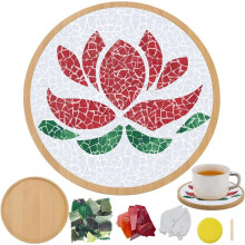 DIY Lotus Mosaic Coaster Kit Colorful Mosaic Tiles Pieces with for Adults Beginners Home Desktop Decor Gift