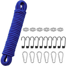 Ligne en caoutchouc élastique Expander 8 mm 10 m avec crochets Bleue — sandow arrimage, corde bâche, tendeur remorque