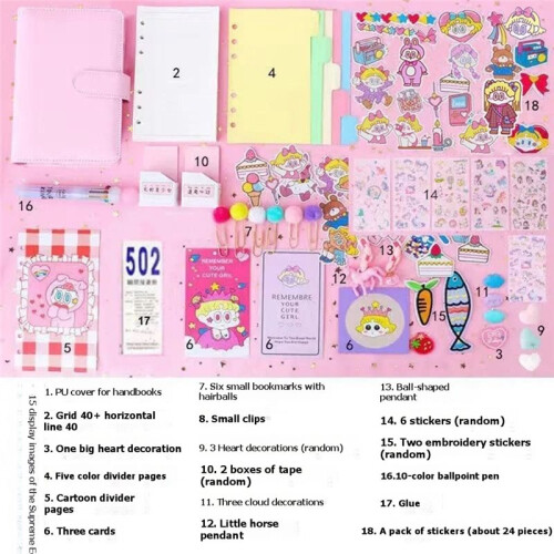 Kawaii A6 Ring Binder Notebook - Cute PU Leather Planner for Students and DIY Enthusiasts 1