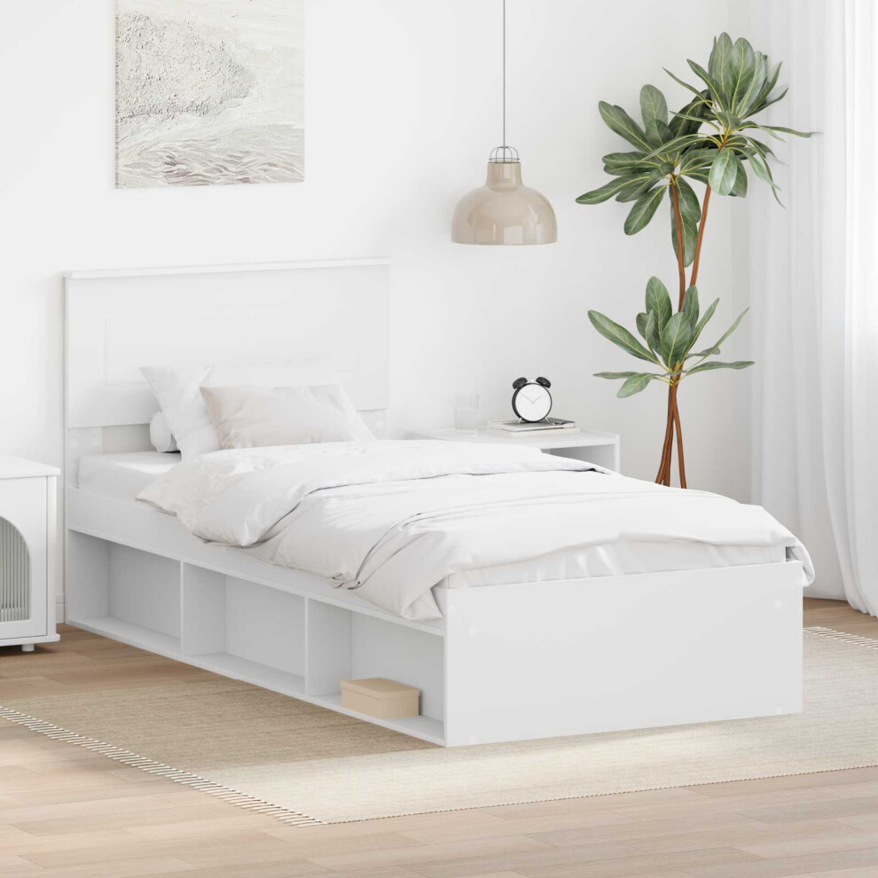Vidaxl Bed Frame With Headboard 75 X 190 Cm Engineered Wood White