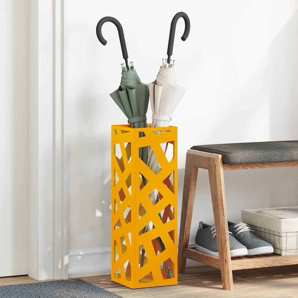 Vidaxl Umbrella Stand With Storage Mustard 15.5 X 15.5 X 49 Cm Metal