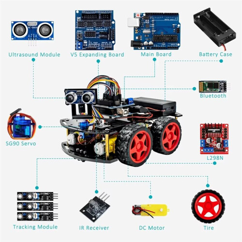 4WD  Robot Car Kit for  Programming  Electronic Robotic Kit for  R3 Project APP Control 2