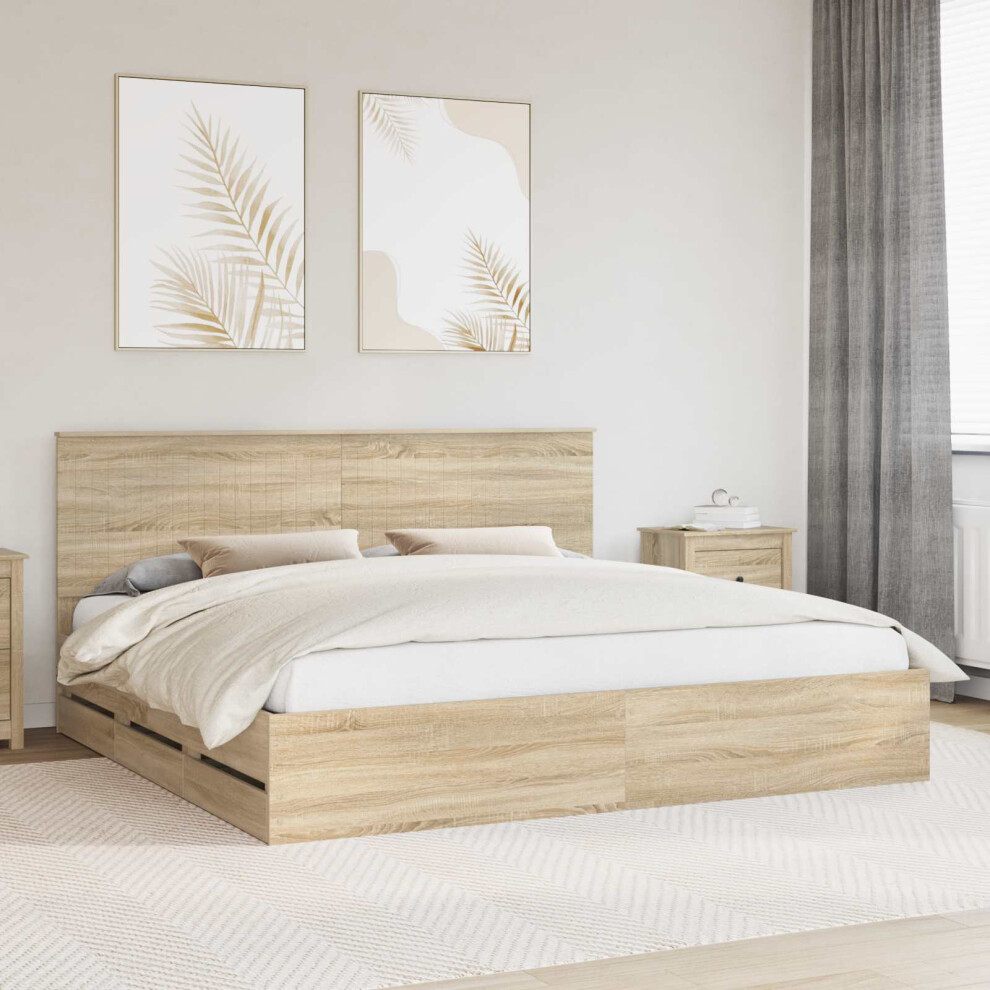 Vidaxl Bed Frame With Drawer Sonoma Oak 200 X 200 Cm Engineer Wood