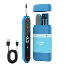 Tragbarer USB-Lötkolben, 5 V, 15 W, Eingebauter Akku, Dreistufige Temperaturregelung, Kabelloses Lötwerkzeug, Blau