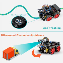 Kit de Voiture Robot Intelligente 4WD pour Programmation pour Kit Électronique Robotique pour Projet R3 Contrôle par Application