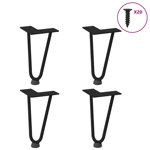 VidaXL vidaXL Hairpin Legs for Coffee Table 4 pcs Black 20 cm Solid Steel
