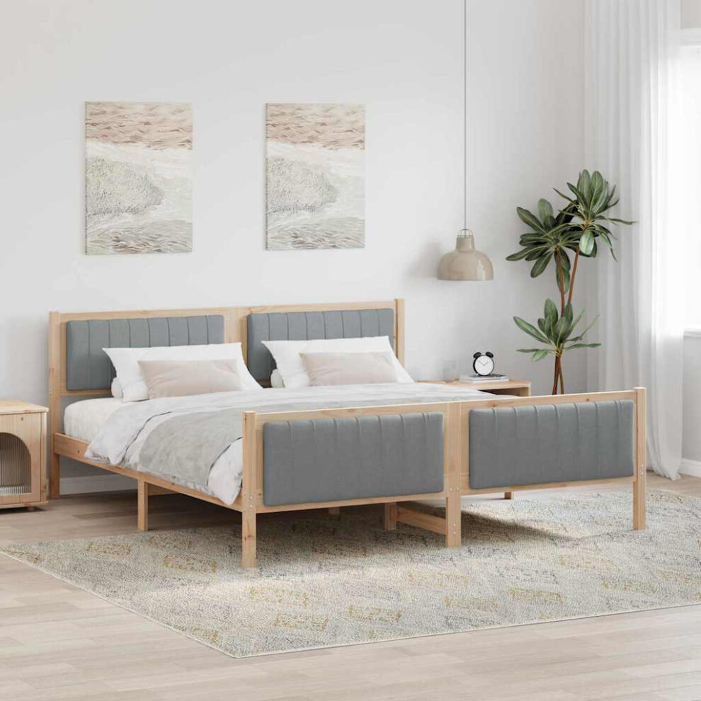 Vidaxl Bed Frame Brown And Light Grey 180 X 200 Cm Solid Pine Wood, Brown - Image 2