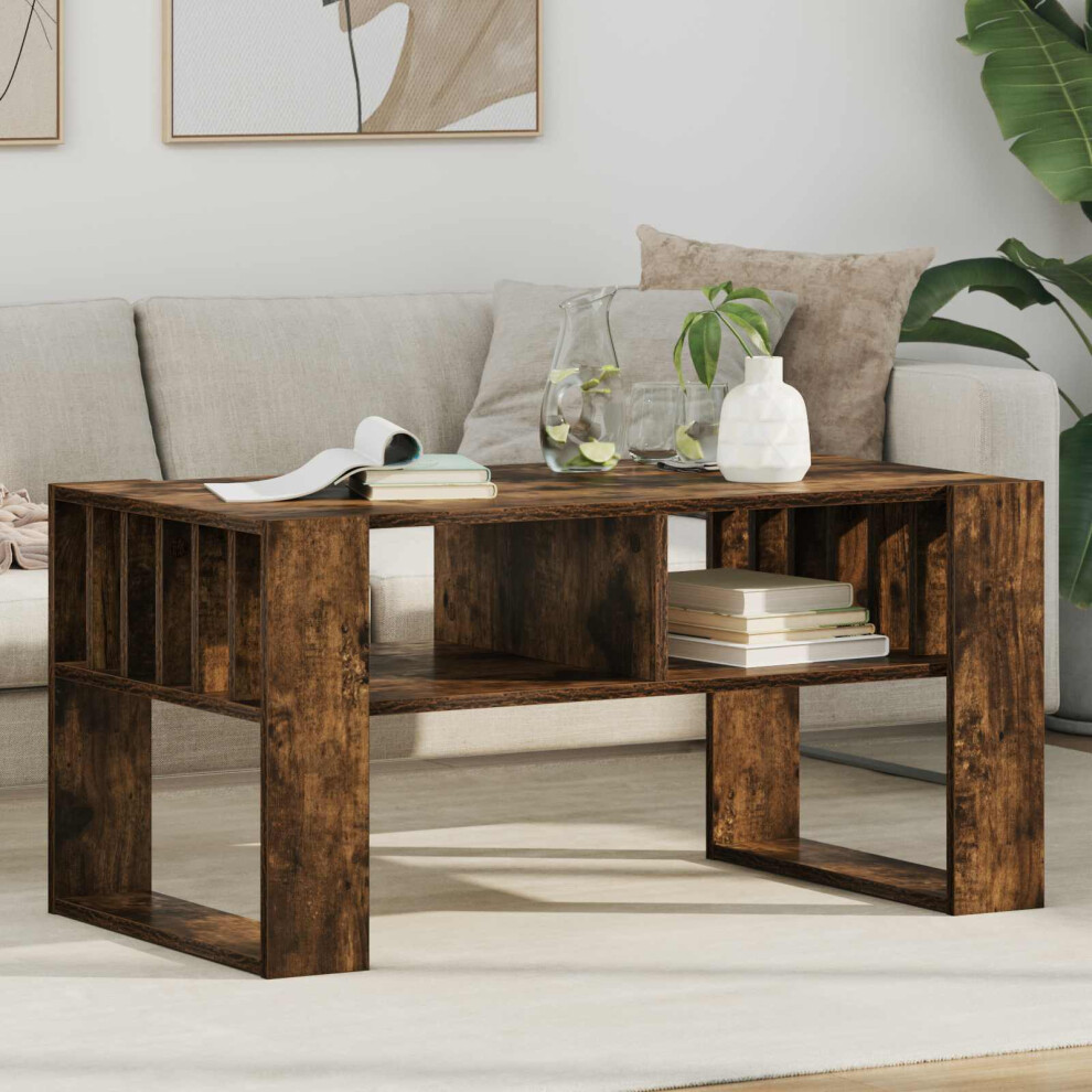 Vidaxl Coffee Table Smoked Oak 92 X 49.5 X 45 Cm Engineered Wood