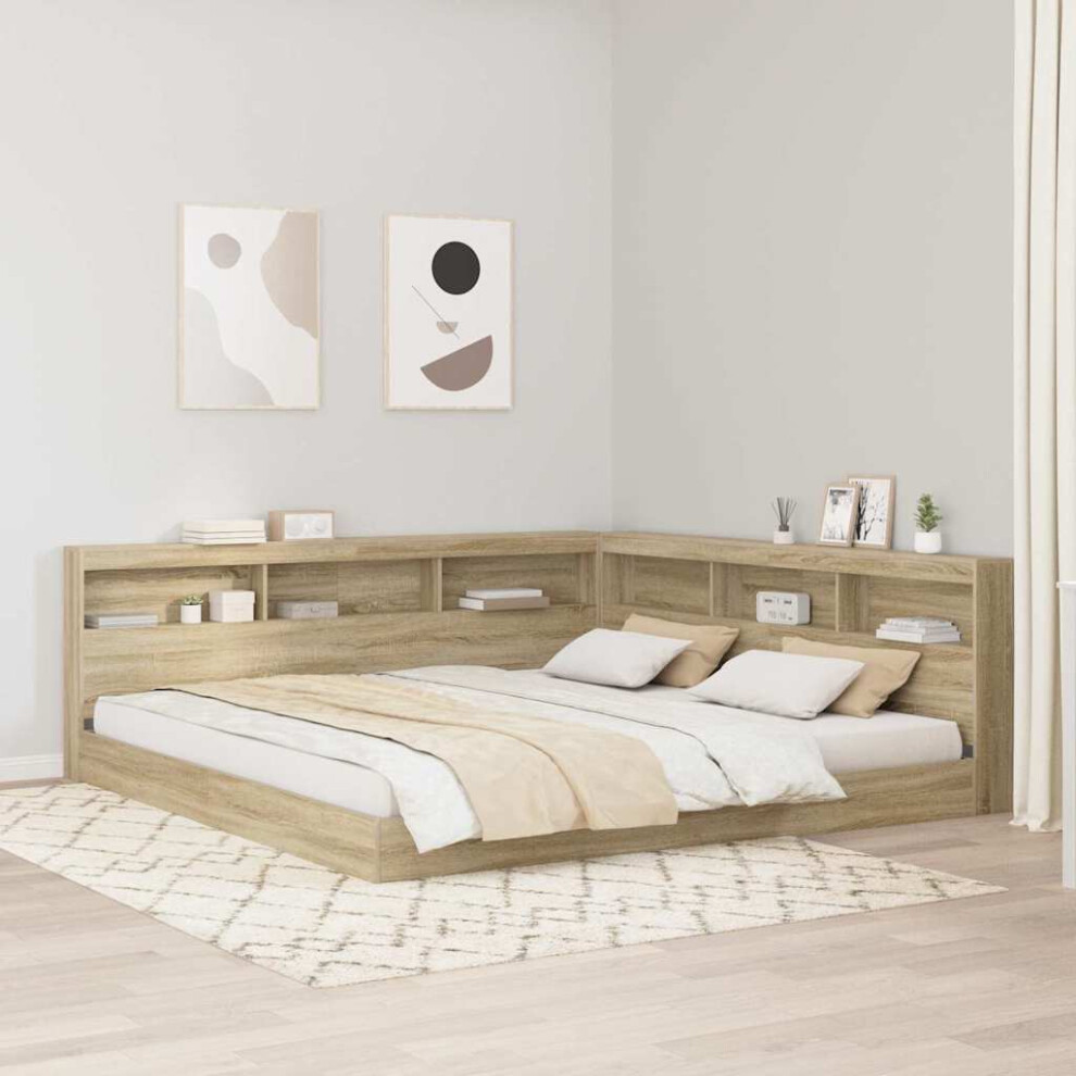 Vidaxl Storage Headboard With Shelf Sonoma Oak 200 Cm Engineered Wood
