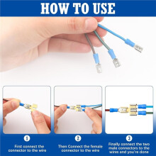 50 Pcs Double Piggyback Spade Connector Quick Disconnect Electrical 2 Way Wire Terminals Adapter