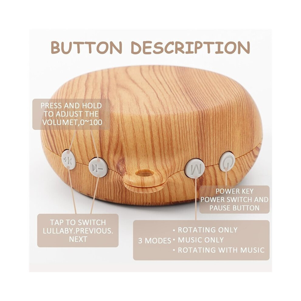 Baby Mobile Rotary Music Box Imitation Wood with Rotating Hook Crib Mobile Motor,35 Song Electric Wood Grain Music Box