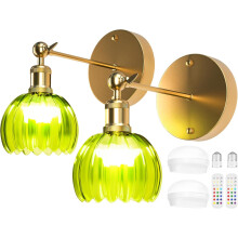 Tulip Wall Lamp Set with Remote Pilot, 2-Piece, Vintage Green — green tulip wall light, rgb wall lamp