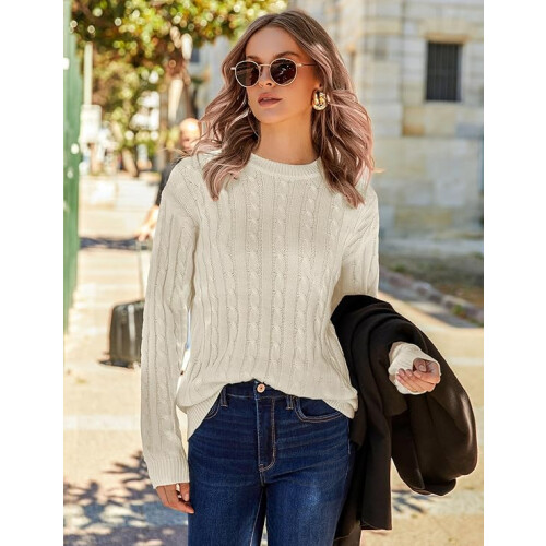 Damenpullover Strick Locker Warm Weich Elegant Beige XL — damenpullover xl, beiger lockerer pullover, strickpullover weich 1