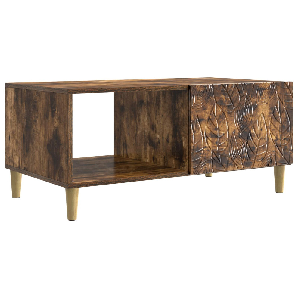 Vidaxl Coffee Table Smoked Oak 90 X 50 X 40 Cm Engineered Wood Brown