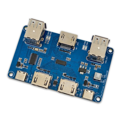 USB+-Compatible Dual-Port KVM  Module 2 Computers Sharing 1 Keyboard Mouse 4K@60Hz with USB HUB 2