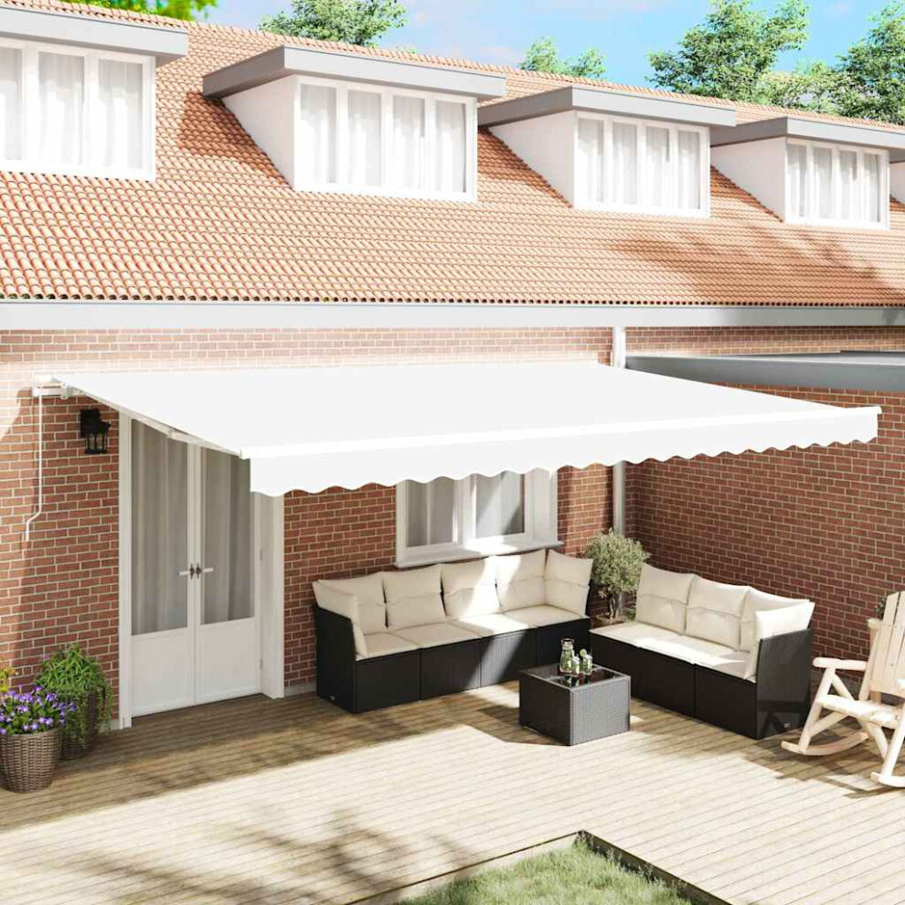 Vidaxl Retractable Awning White 500 X 350 Cm Polyester And Aluminium