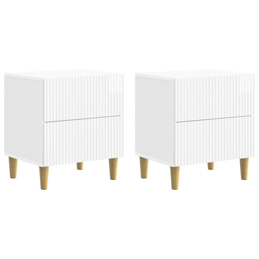 Vidaxl Bedside Cabinet 2 Pcs High Gloss White 43 X 34.5 X 48 Cm