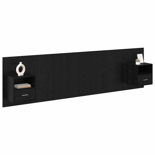 VidaXL vidaXL Headboard with Cabinet 3 pcs Black Oak Engineered Wood 2