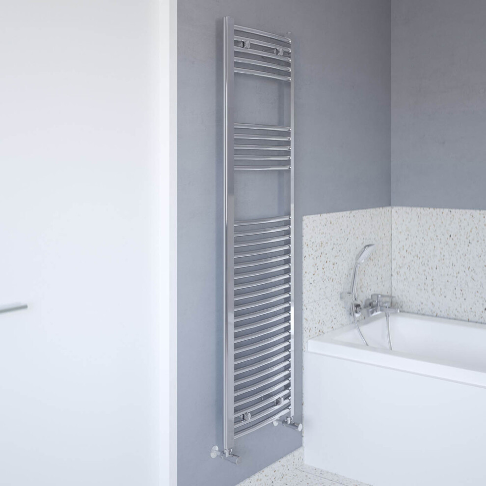 Flomasta Towel Rail Radiator Chrome Curved Bathroom Warmer Ladder (H)160X(W)45Cm 5059340605869
