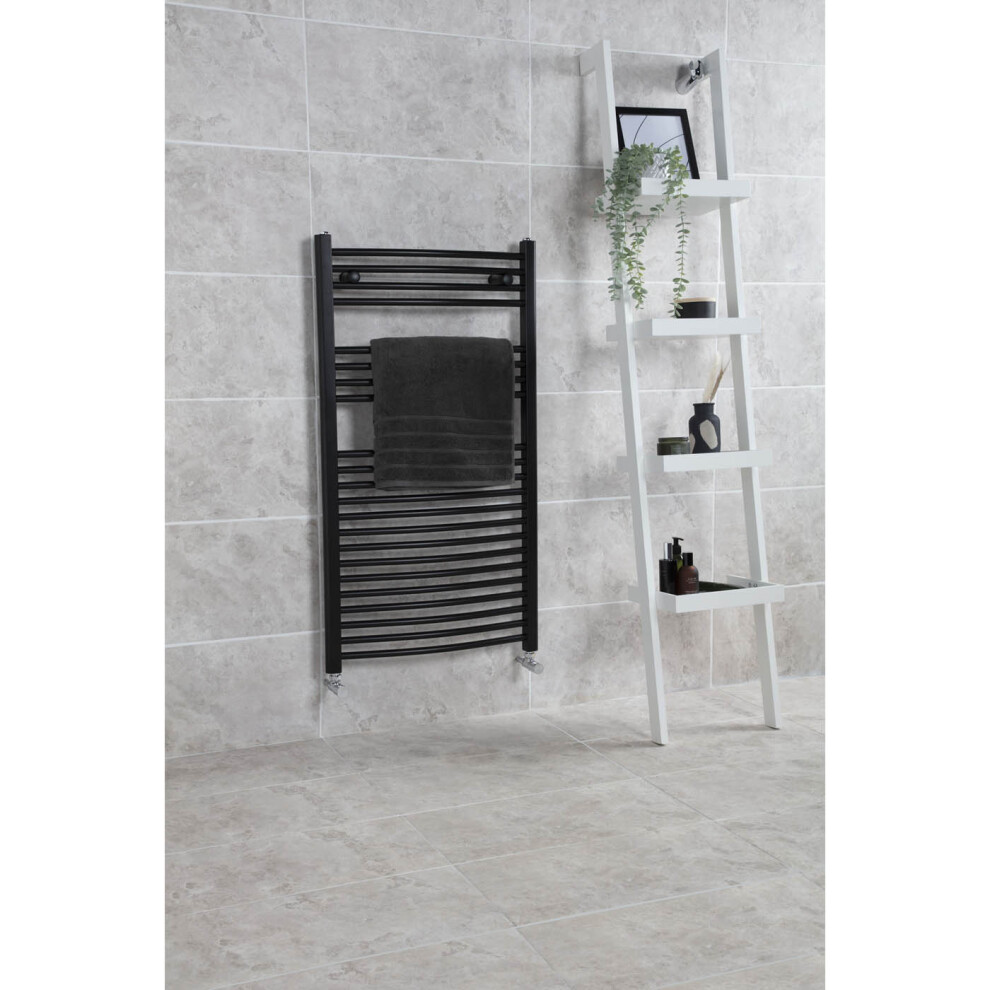 Flomasta Towel Rail Radiator Black Curved Bathroom Warmer Ladder (H)110X(W)60Cm 5063022022295