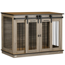 Recinto interno per cani con due porte, per cani di taglia media, in rovere.