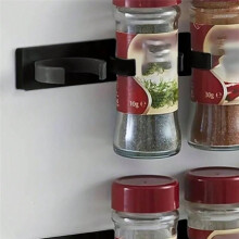 Adhesive Spice Clip Gripper Clips, Holds 20 Spice Jars, Black, Spice Organizer for Pantry,for Kitchen, RV, Storage Room