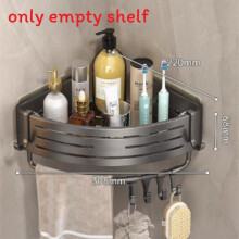 (Gray Hook)Space Aluminum Corner Shower Shelf With Multilayer Design For Bathroom Storage