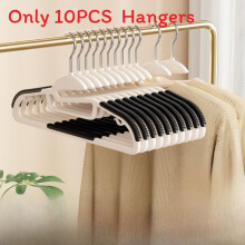 (Black OPen)Doublesize Nonslip Fabric Hangers For Clothes And Pants With Shoulder Support In Home Use