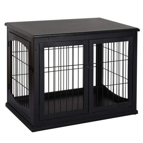 Recinto de interior para animales pequeños con mesa, negro, 81 cm
