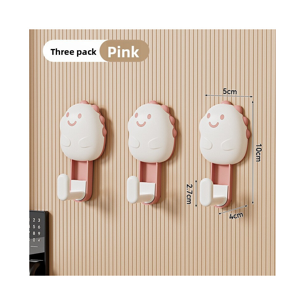 (Pink 3Pcs) Plastic Adhesive Multifunctional Hooks For Hanging Items In Modern Kitchen Bathroom Home 697420472243