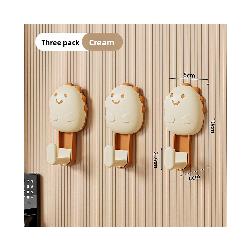 (Cream 3Pcs) Plastic Adhesive Multifunctional Hooks For Hanging Items In Modern Kitchen Bathroom Home 697132912068
