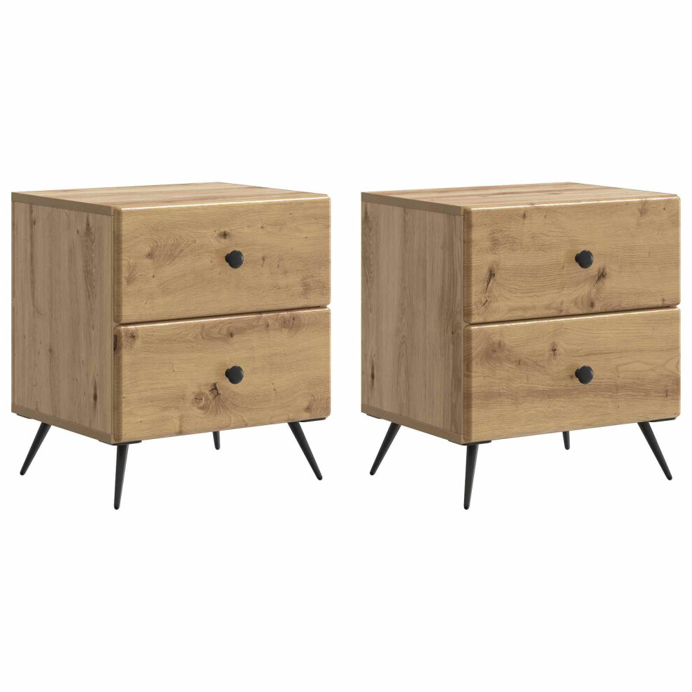 Vidaxl Bedside Cabinet 2 Pcs Artisan Oak 43 X 34.5 X 47.5 Cm