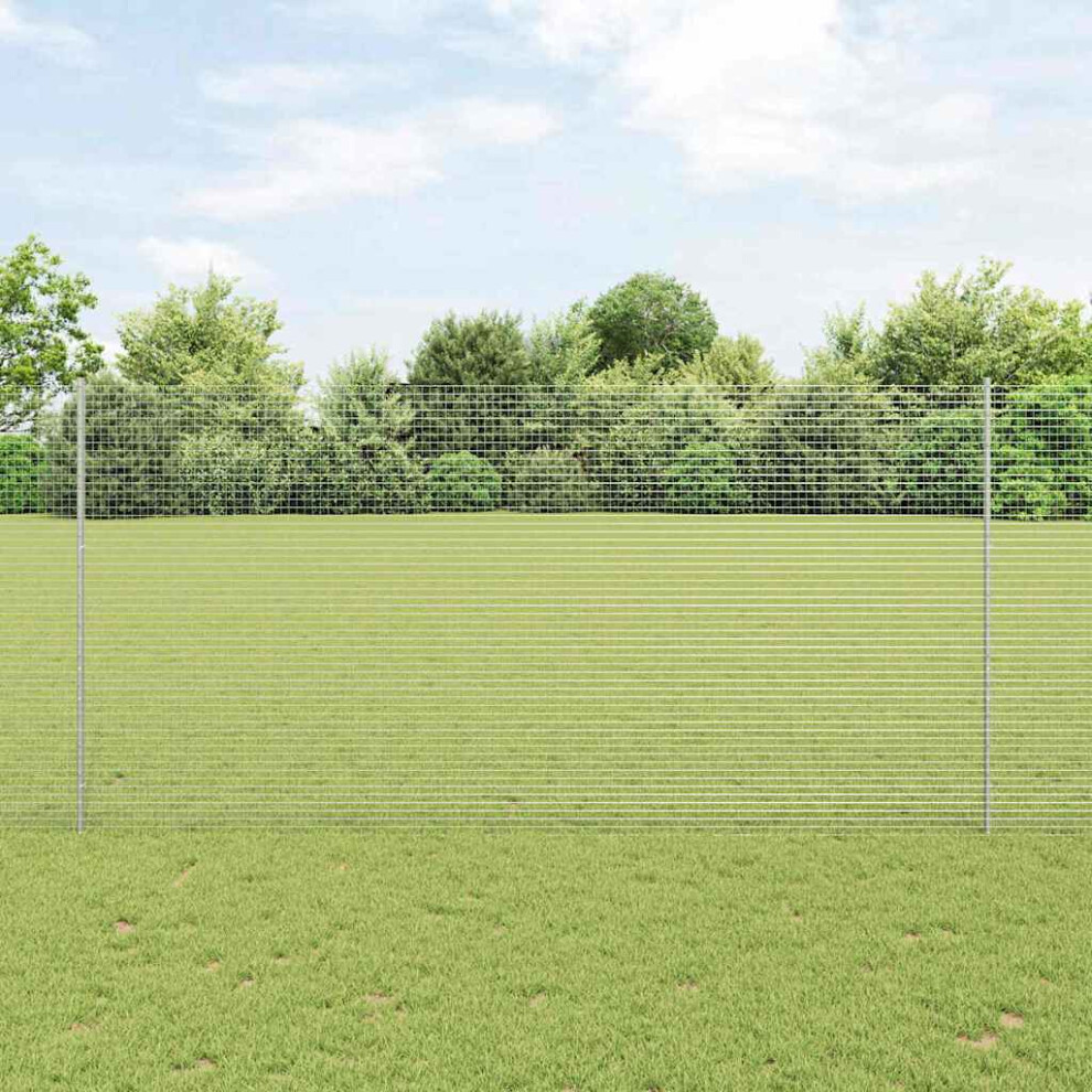 Vidaxl Welded Wire Fence With Post 25 X 1.6 M Hot-Dip Galvanised Steel