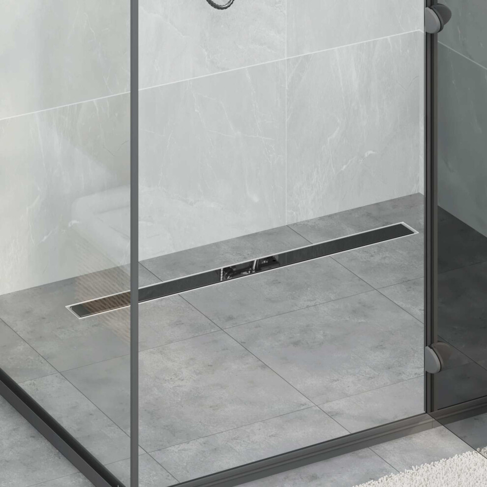 Vidaxl Shower Drain Glass Cover With 360 Siphon Black 90 Cm