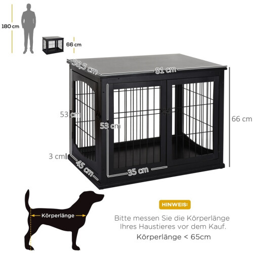 Recinto de interior para animales pequeños con mesa, negro, 81 cm 2