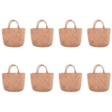 8X Casual Straw Bag Natural Wicker Tote Bags Women Braided Handbag for Garden Handmade Woven Rattan Bags