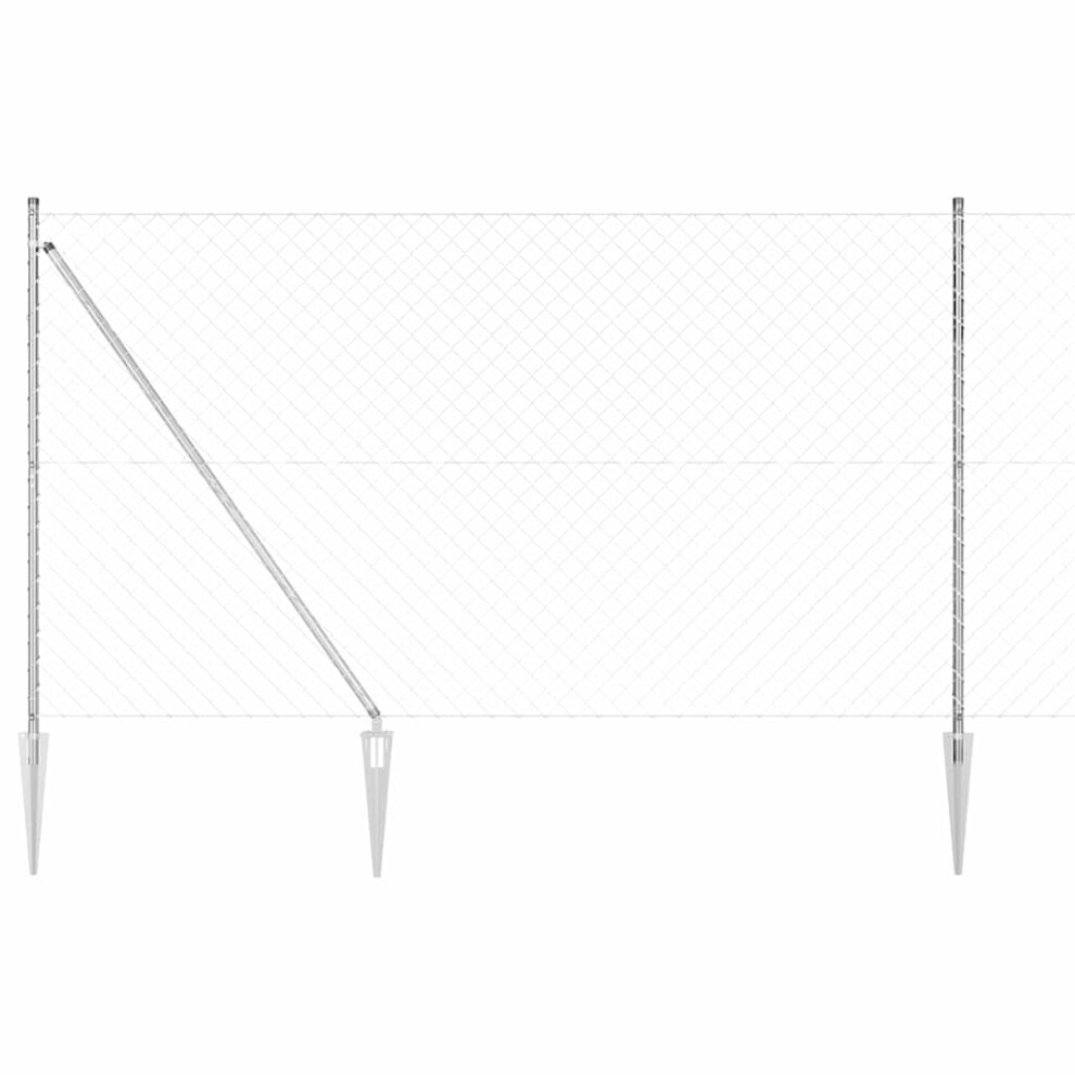 Vidaxl Welded Wire Fence With Spikes 10 X 1.6 M Silver Mesh 8721158235367