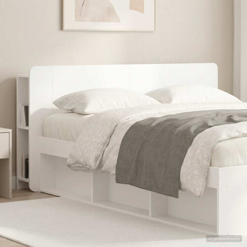 VidaXL vidaXL Headboard Cabinet with Storage White Engineered Wood 2