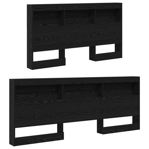 VidaXL vidaXL Storage Headboard with Shelf Black Oak 160 cm Engineered Wood 1