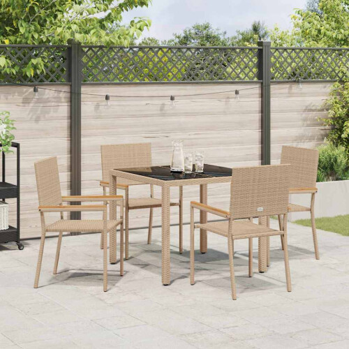 VidaXL vidaXL Garden Dining Set 5 pcs Beige Poly Rattan 2