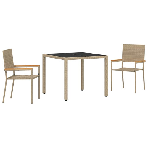 VidaXL vidaXL Garden Dining Set 3 pcs Beige Poly Rattan 1