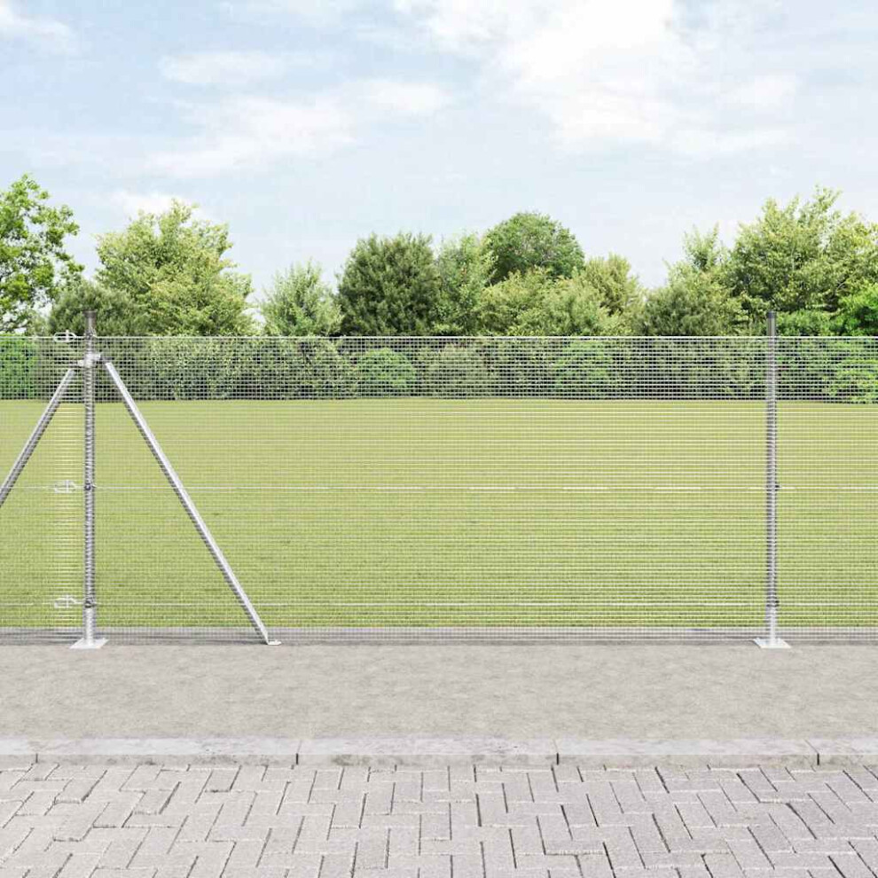 Vidaxl Welded Wire Fence With Concrete Base 50 X 1 M Silver Mesh 8721158275141