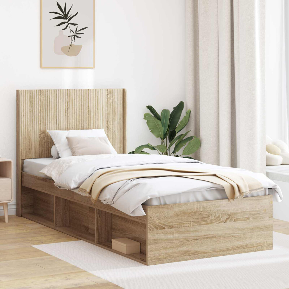 Vidaxl Bed Frame With Storage And Headboard Sonoma Oak 90 X 200 Cm