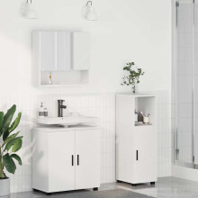 vidaXL Bathroom Furniture Set 3 pcs White Engineered wood & Metal