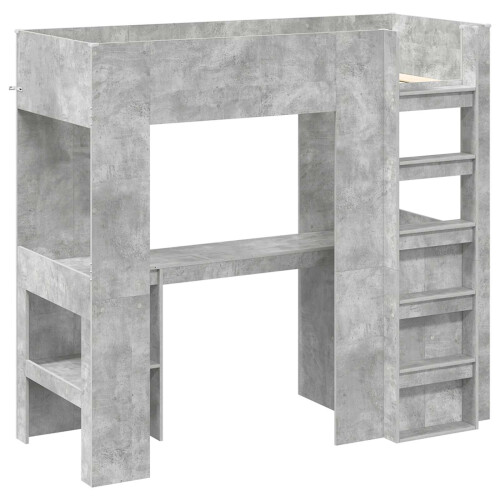 VidaXL vidaXL Loft Bed Frame with Desk with Storage Concrete Grey 75 x 190 cm 2