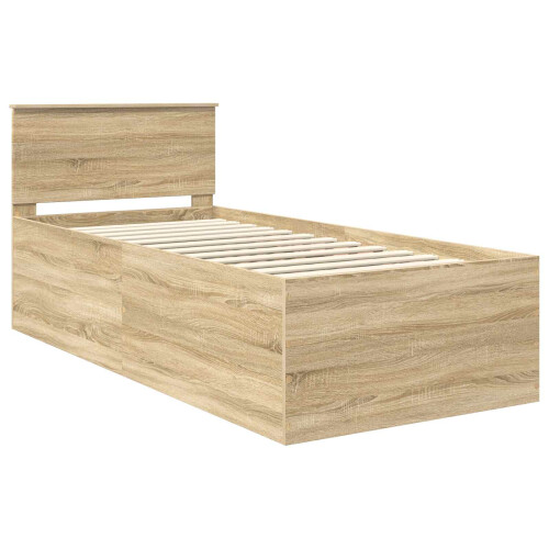 VidaXL vidaXL Bed Frame with Headboard Sonoma Oak 75 x 190 cm Engineered Wood 2