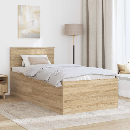 VidaXL vidaXL Bed Frame with Headboard Sonoma Oak 75 x 190 cm Engineered Wood 1