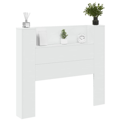 VidaXL vidaXL Storage Headboard with LED White Engineered Wood 2