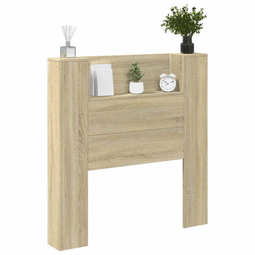 VidaXL vidaXL Storage Headboard with LED Sonoma Oak Engineered Wood 2